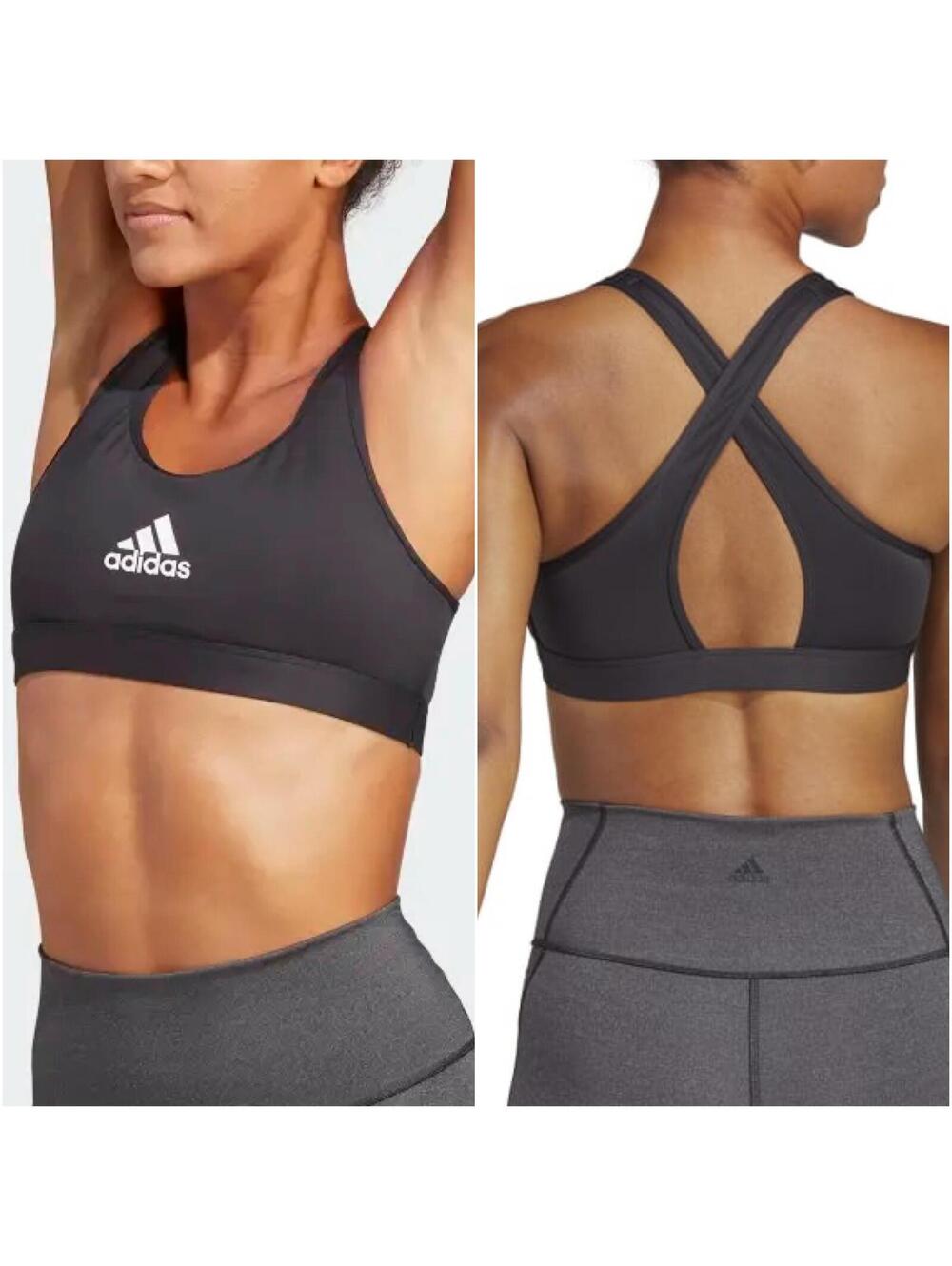 NWT Adidas Power Train Black Medium Support Sports Bra Plus Size 2XLC